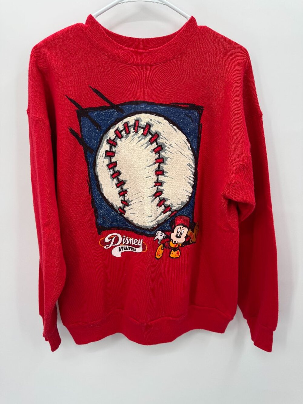 Vintage Mickey Inc Disney Athletics Baseball Sweatshirt Red Size Medium USA